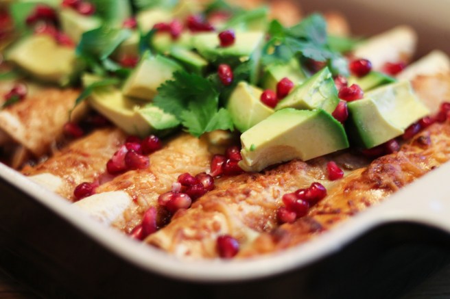 Tælenskar kjúklingaenchiladas með granateplum